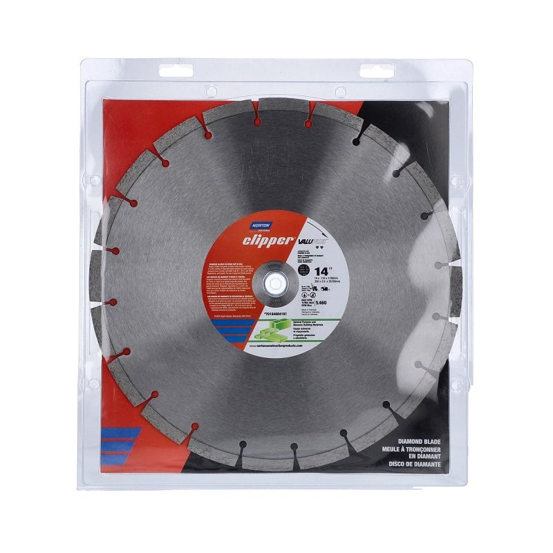 Norton Clipper ValuPlus Series 70184684181 High-Speed Blade, 14 in Dia, 1 to 20 mm Arbor, Segmented Rim