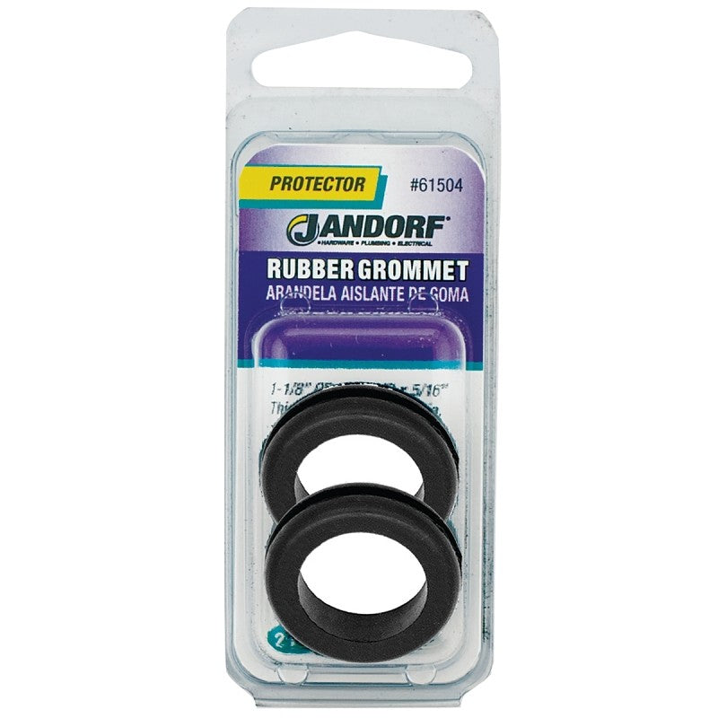 Jandorf 61504 Grommet, 3/4 in ID, 1-1/8 in OD, Rubber, Black, 5/16 in Thick Panel