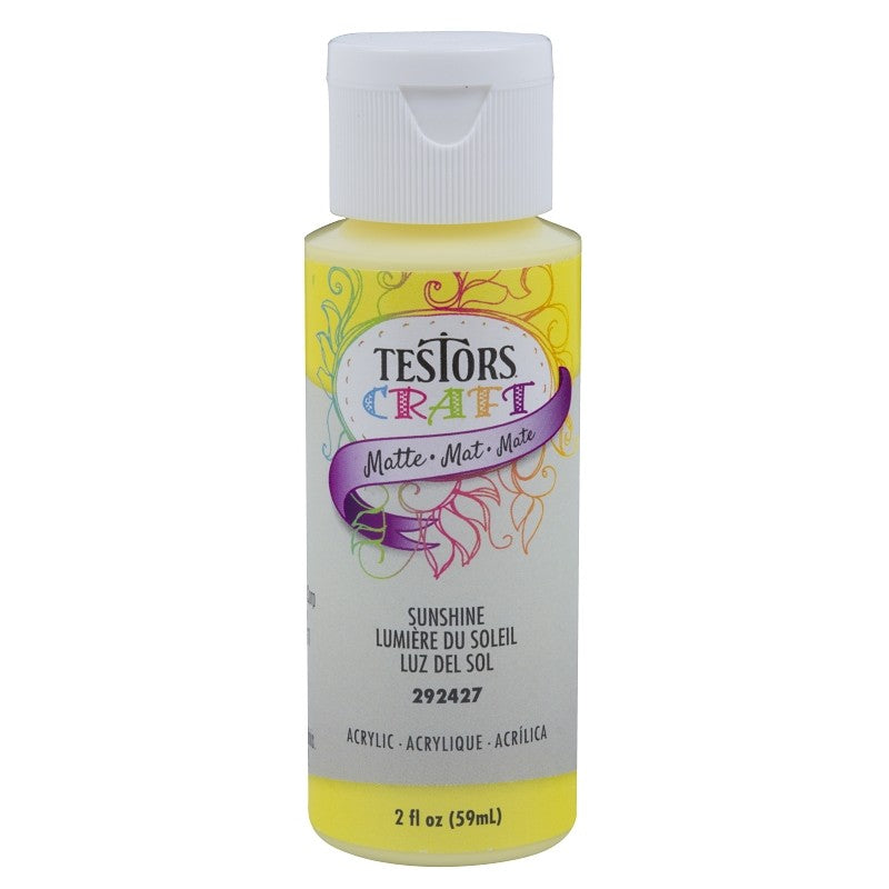 Testors 292427A Acrylic Craft Paint, Matte, Sunshine, 2 oz, Bottle