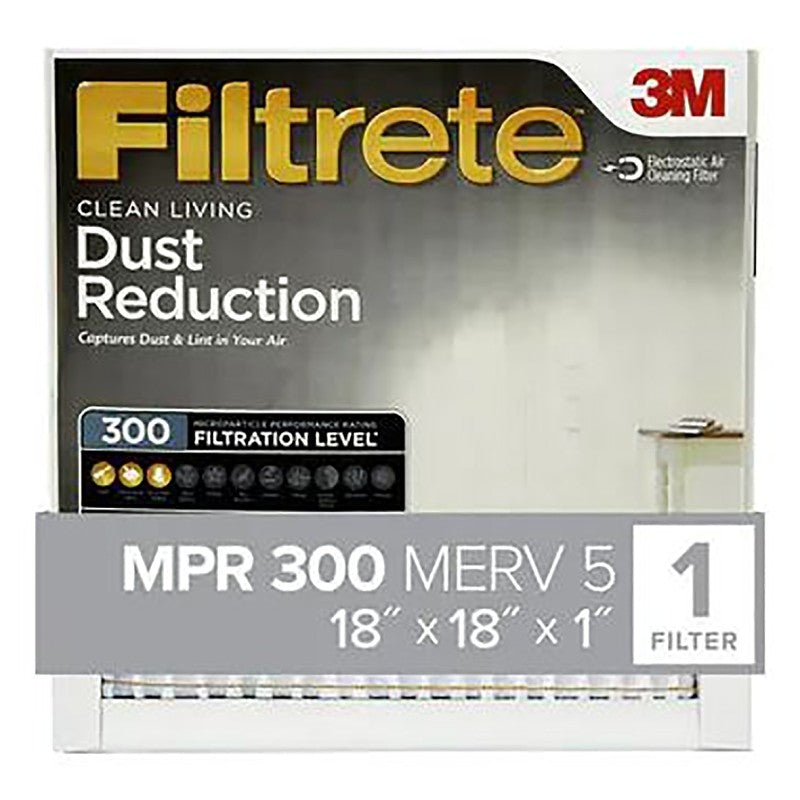 Filtrete 317-4 Air Filter, 18 in L, 18 in W, 5 MERV, 300 MPR, For: Air Conditioner, Furnace and HVAC System (Pack of 4)