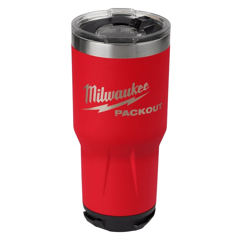 Milwaukee PACKOUT 48-22-8393R Tumbler, 30 oz Capacity, Sliding Magnetic Lid, Metal, Red, Insulated