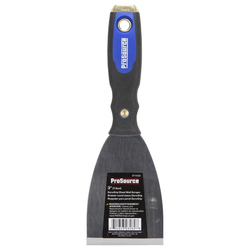 ProSource 03262 Wall Scraper, 3 in W Blade, Full Tang Blade, HCS Blade, PP/TPR Handle, Soft Grip Handle, 9-1/4 in OAL
