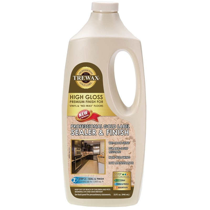 Trewax Gold Label 887135027 Sealer Wax, 32 fl-oz, Liquid, Acrylic, Milky White