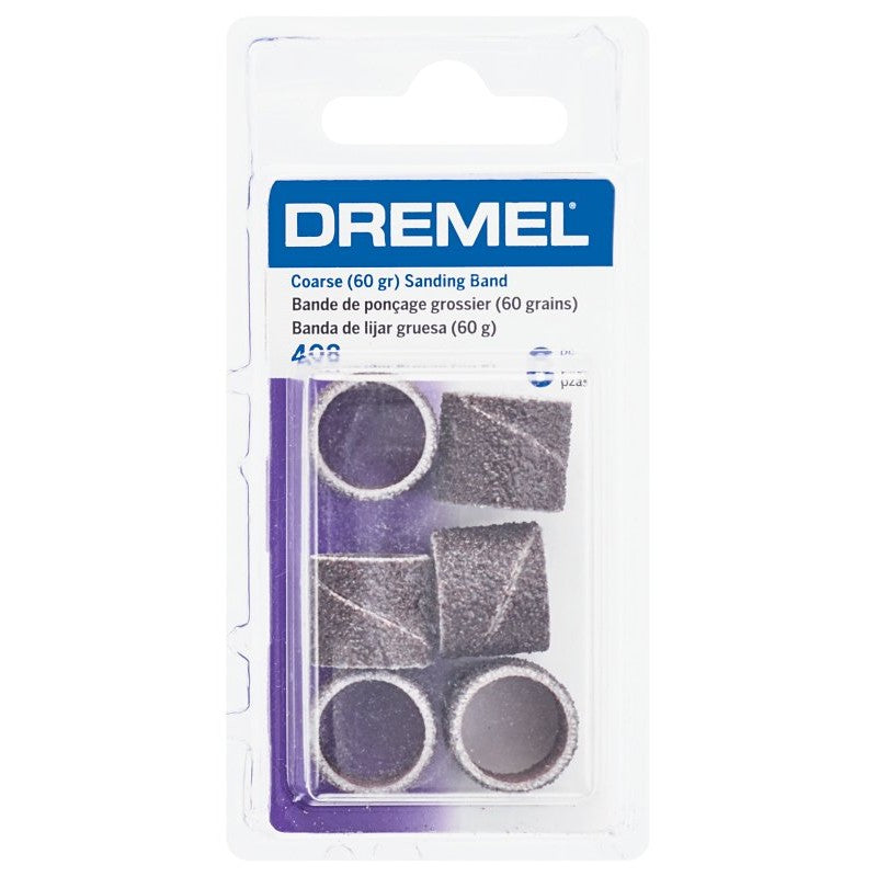 Dremel 408 Sanding Band, 1/2 in Dia Drum, 1/8 in Dia Shank, 60 Grit, Coarse, Aluminum Oxide Abrasive