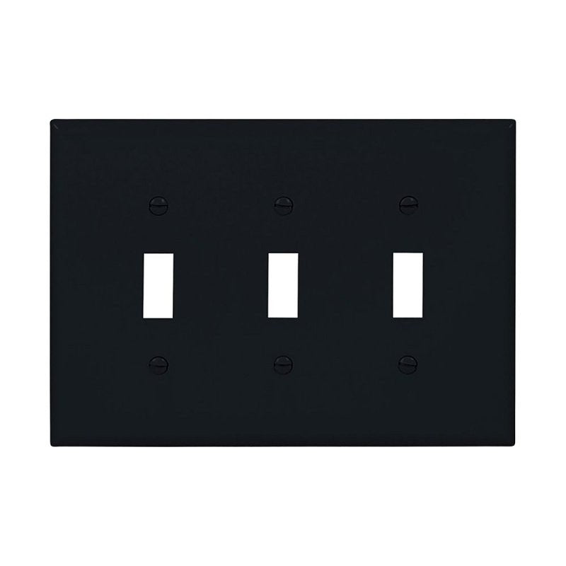 Eaton Cooper Wiring PJ3BK Wallplate, 0.08 in L, 8.56 in W, 3 -Gang, Polycarbonate, Black (Pack of 15)