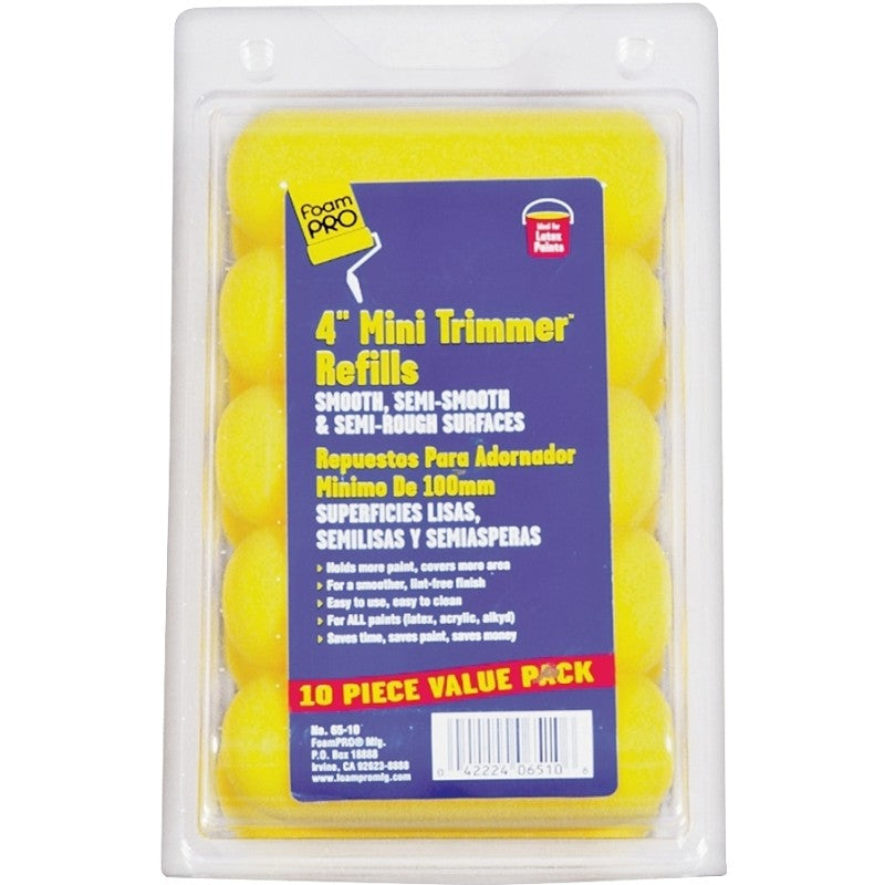 Foampro 65-10 Trimmer Refill, 3/8 in Thick Nap, 4 in L, Foam Cover, 10/PK
