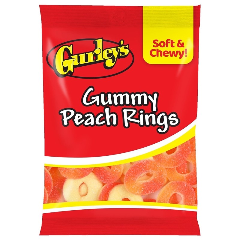 Gurley's 743784 Candy, Gummy, Gummy Peach Ring Flavor, 5 oz (Pack of 12)
