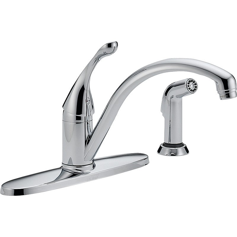 Delta COLLINS Series 440-DST Kitchen Faucet with Side Sprayer, 1.8 gpm, 1-Handle, Brass, Chrome Plated, Deck