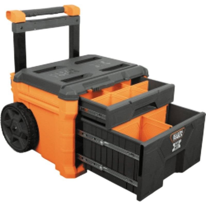 Klein Tools MODbox 54801MB Rolling Toolbox, 250 lb, 2-Drawer, Polymer, Orange