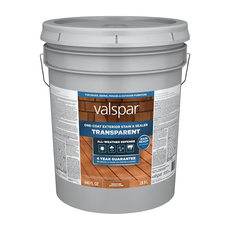 Valspar VL1028082-20 Stain and Sealer, Transparent, Red Natural, Liquid, 5 gal
