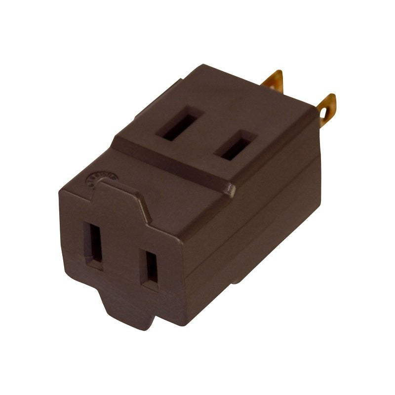 Eaton Wiring Devices 4400B-BOX Outlet Tap, 2-Pole, 15 A, 125 V, 3-Outlet, Brown, 1 in L x 1 in W x 2.38 in H (Pack of 10)