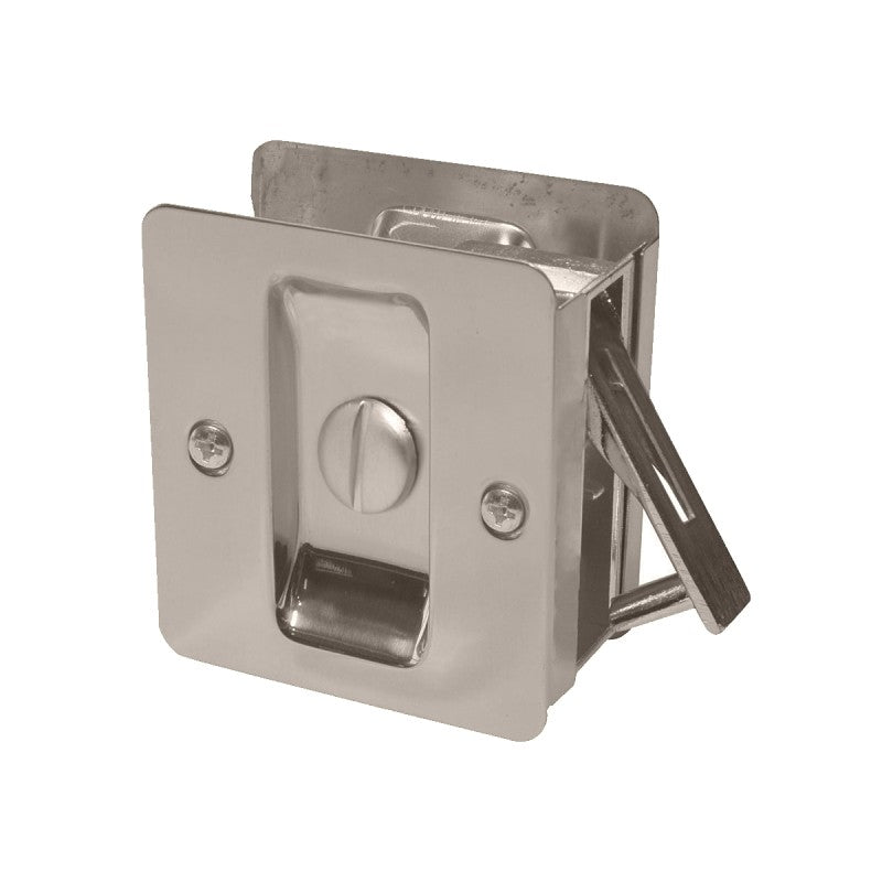 Weiser Square Pocket Door Lock Series 9W10310-010 Privacy, Universal Hand, Satin Nickel, 2-3/8 in Backset
