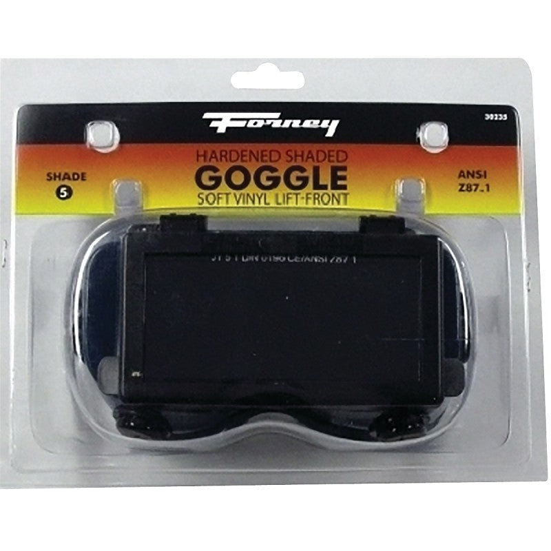 Forney 55320 Welding Goggles, 4-1/4 in L x 2 in W Lens, Glass Lens, Clear Lens, #5 Lens, Plastic Frame