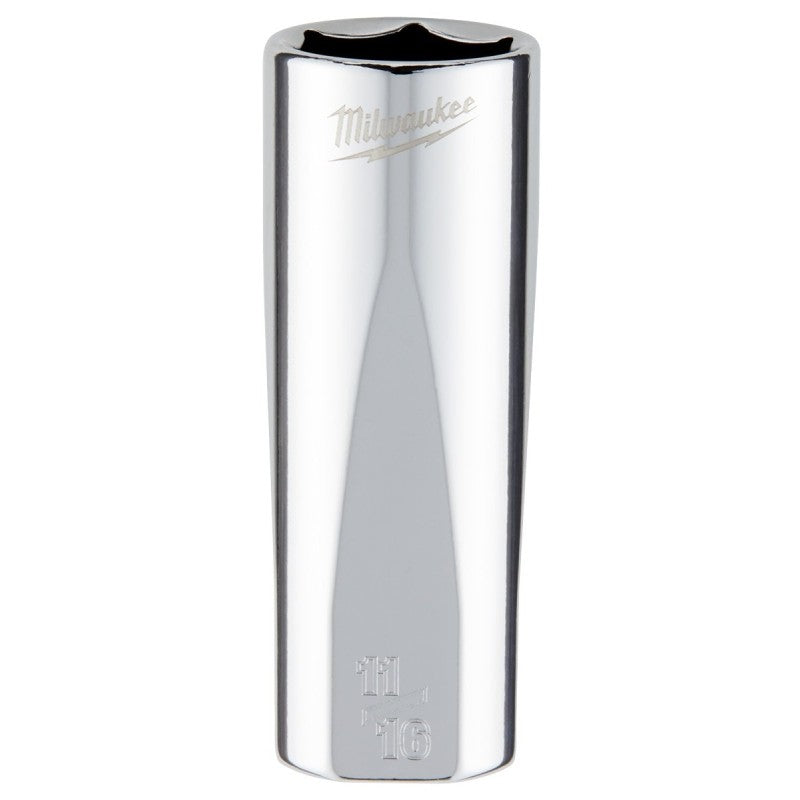 Milwaukee 45-34-6875 Socket, 11/16 in Socket, Deep Socket, 3.543 in OAL, 3/8 in Drive, 6-Point, Chrome Vanadium Steel