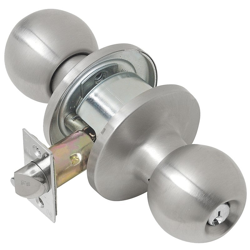 Tell Manufacturing CL100053 Entry Ball Knob, Steel, Satin Stainless