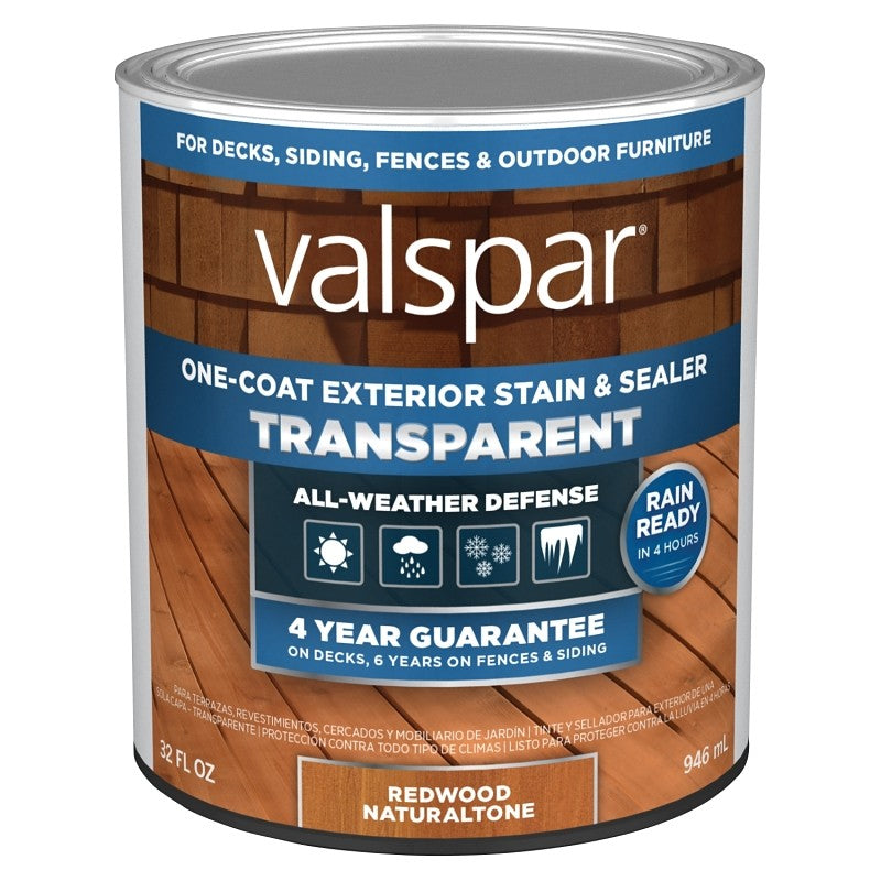 Valspar VL1028080-14 Stain and Sealer, Transparent, Red Natural, Liquid, 1 qt