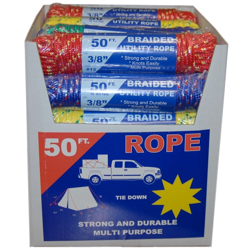 T.W. Evans Cordage 99012 Utility Rope Display, 3/8 in Dia, 50 ft L, Polypropylene