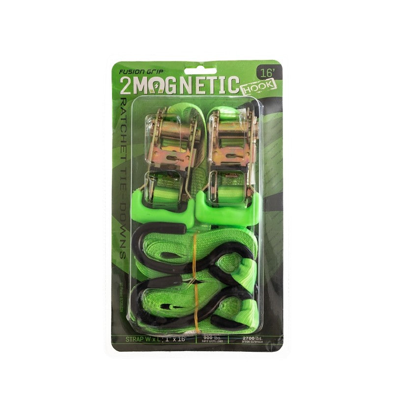 Fusion Grip FG116 Heavy-Duty Ratchet Strap, 1 in W, 16 ft L, 8 lb Working Load