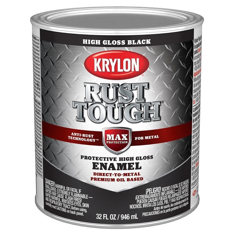 Krylon Rust Tough K09705008 Rust Preventative Paint, Gloss, Black, 1 qt, 400 sq-ft/gal Coverage Area (Pack of 2)