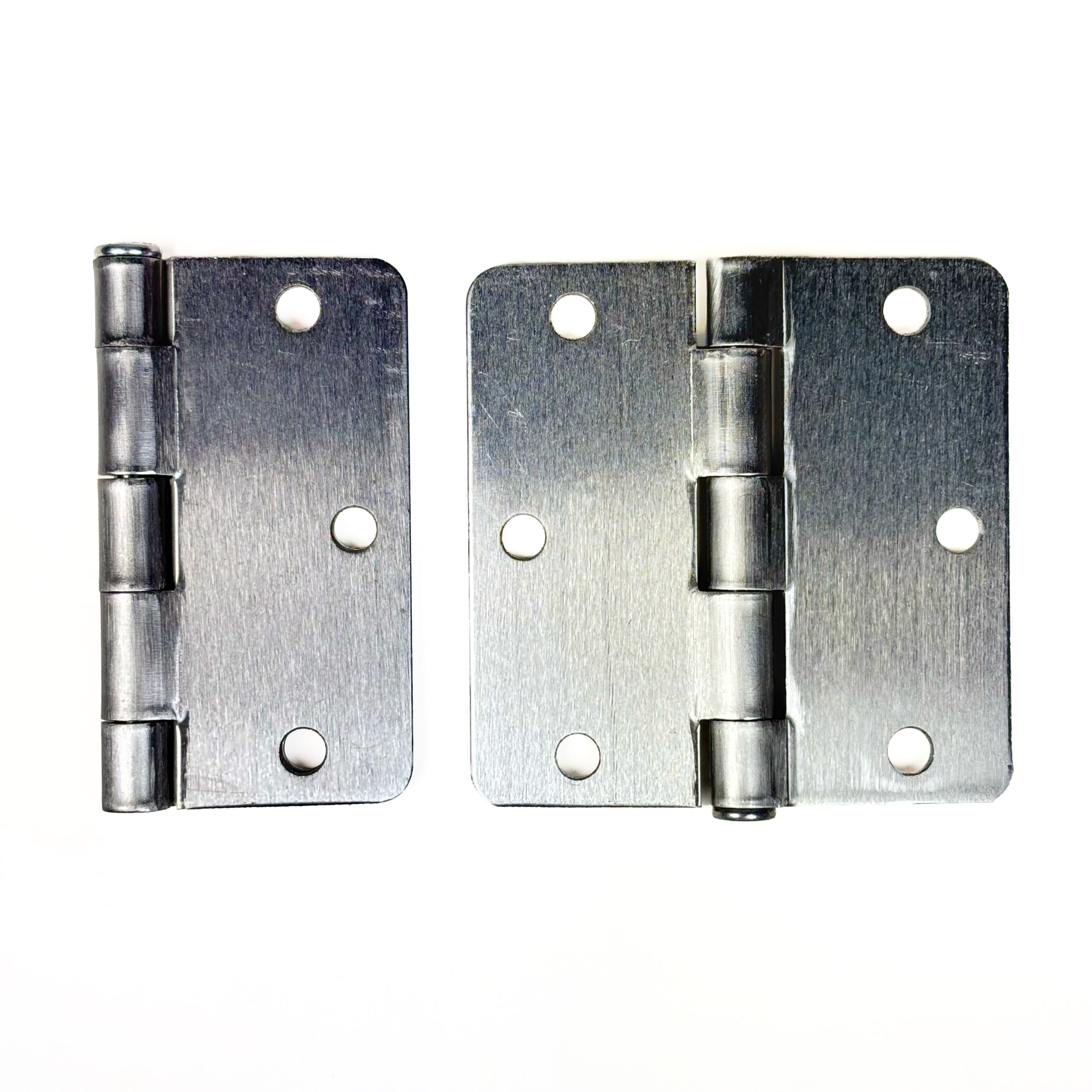 Door Hinges 3-1/2 Inch 1/4 Radius Satin Chrome 2 Pack
