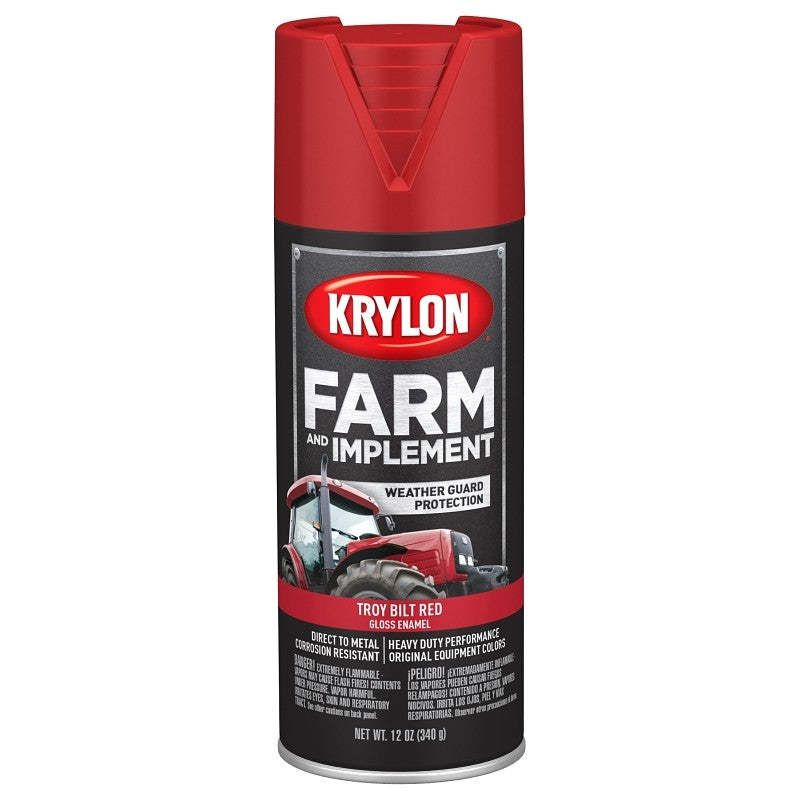 Krylon K01960777 Farm Equipment Spray, High-Gloss, Troy Bilt Red, 12 oz (Pack of 6)