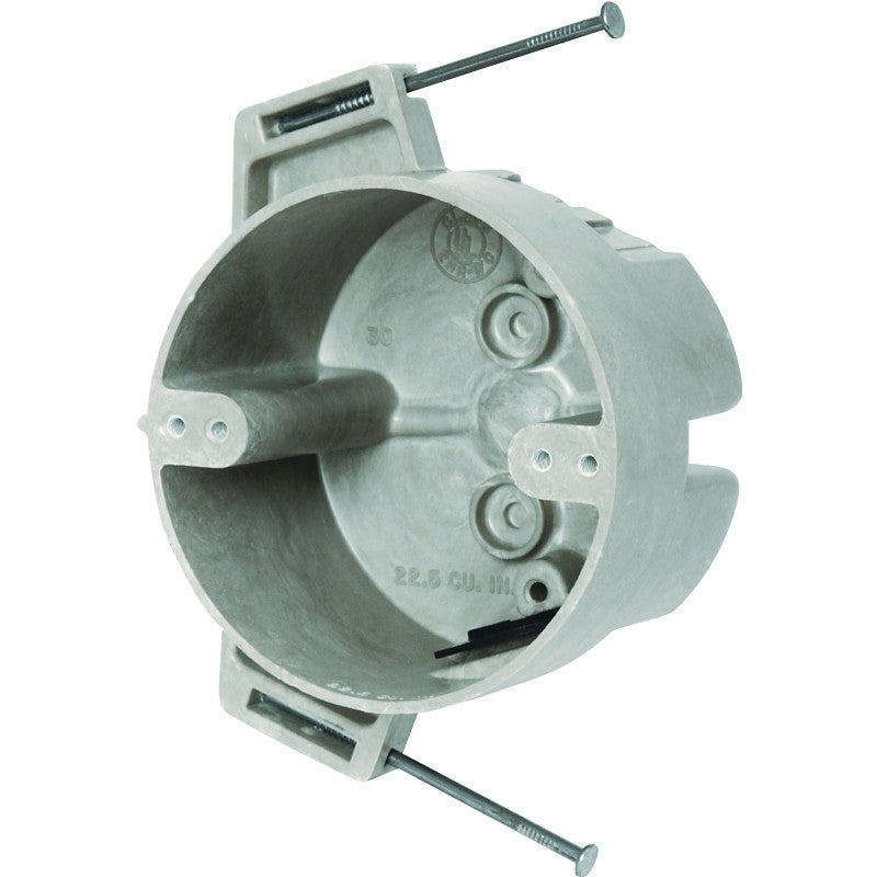 fiberglassBOX 9351-NK Ceiling Box, Nail Mounting, 4 in W, 4 in D, 2-7/16 in H, Thermoset Fiberglass, Beige/Tan