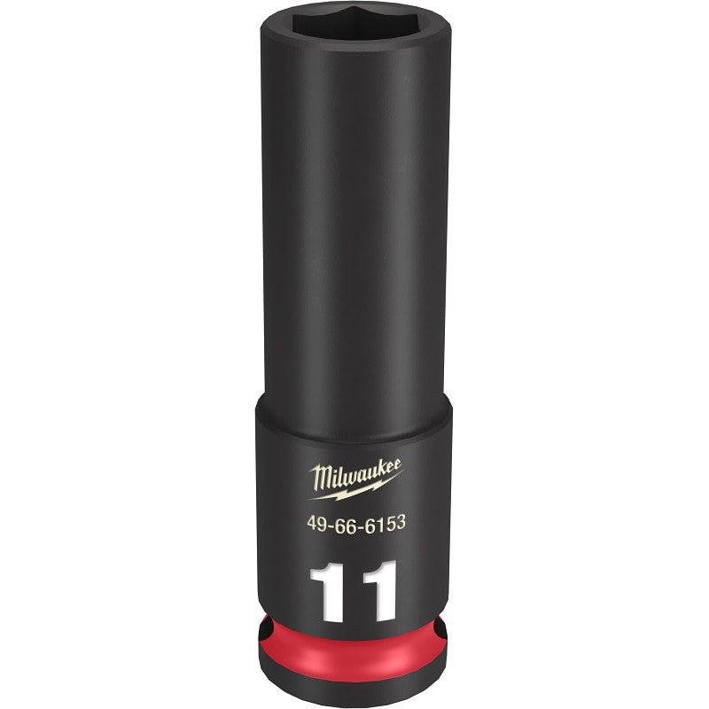Milwaukee SHOCKWAVE Impact Duty Series 49-66-6153 Deep Impact Socket, 11 mm Socket, 3/8 in Drive, Square Drive, 6-Point