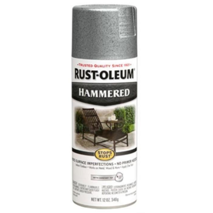 Rust-Oleum 7213830 Rust Preventative Spray Paint, Hammered, Silver, 12 oz, Can