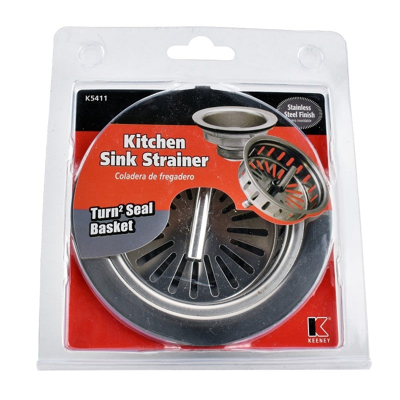 Keeney K5411 Rust-Resistant Strainer, 4-1/2 in Dia, Stainless Steel, For: Standard 3-1/2 in Sink