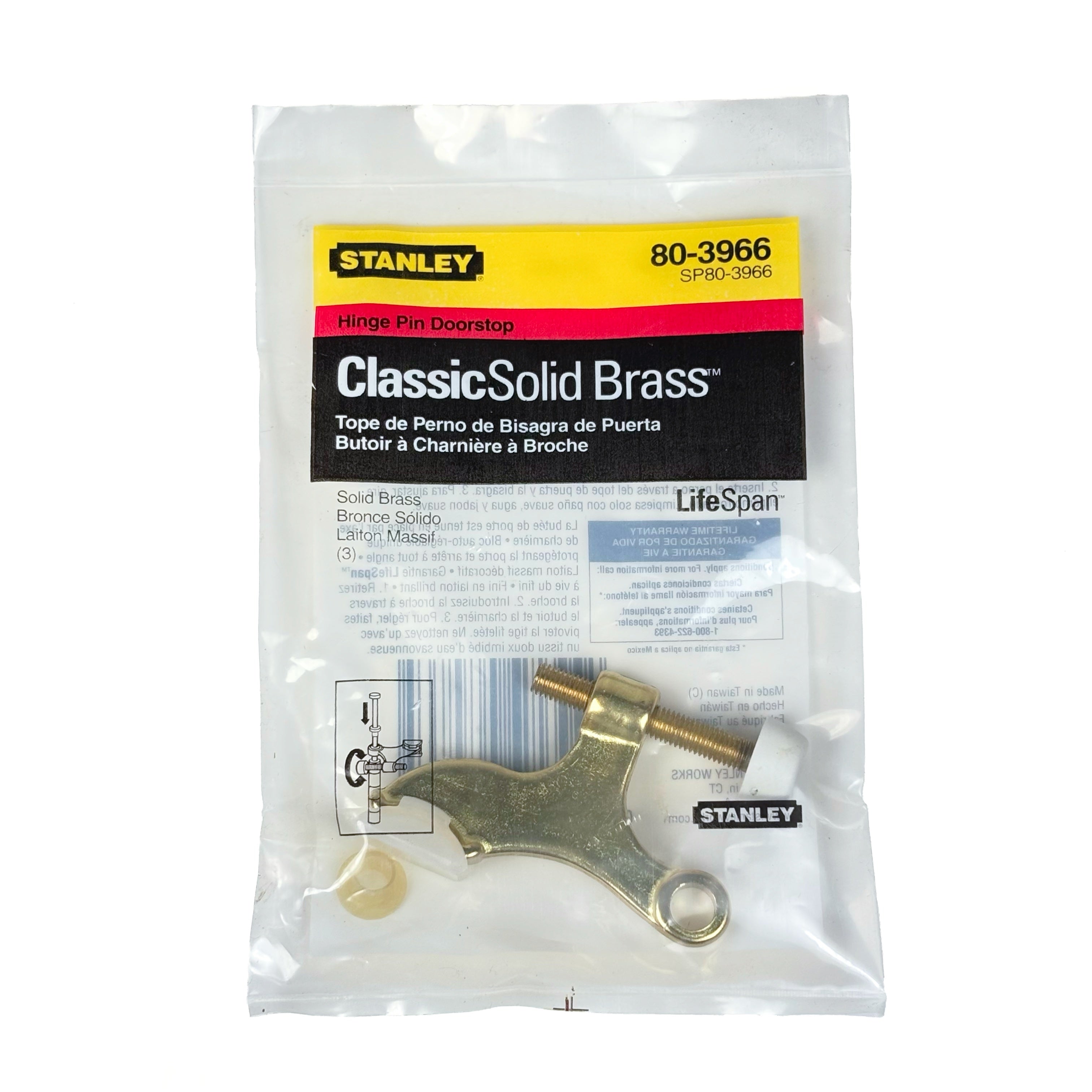 Contoured Hinge Pin Door Stop Polished Solid Brass (POS)