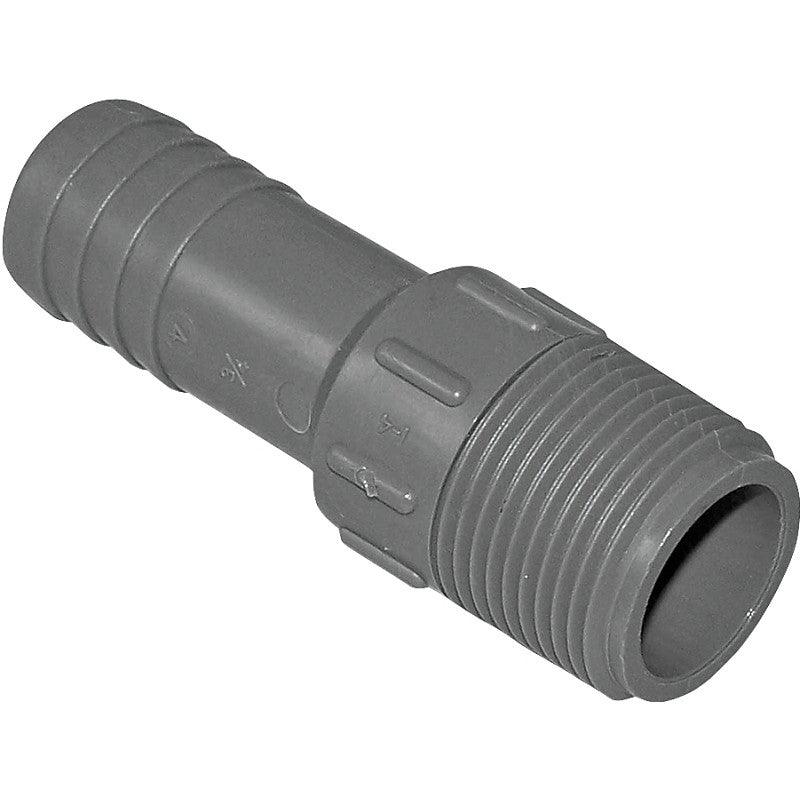 Boshart UPPA-07 Pipe Adapter, 3/4 in, MPT x Insert, Polyethylene, Gray