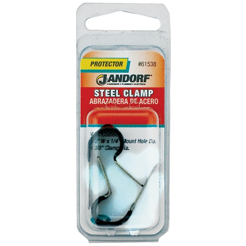 Jandorf 61538 Loom Clamp, 3/8 in Max Bundle Dia, 1/2 in W, Steel/Vinyl, Black