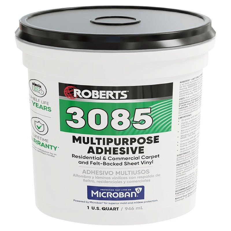 Roberts 3085-0 Multi-Purpose Adhesive, Beige, 1 qt, Pail (Pack of 6)