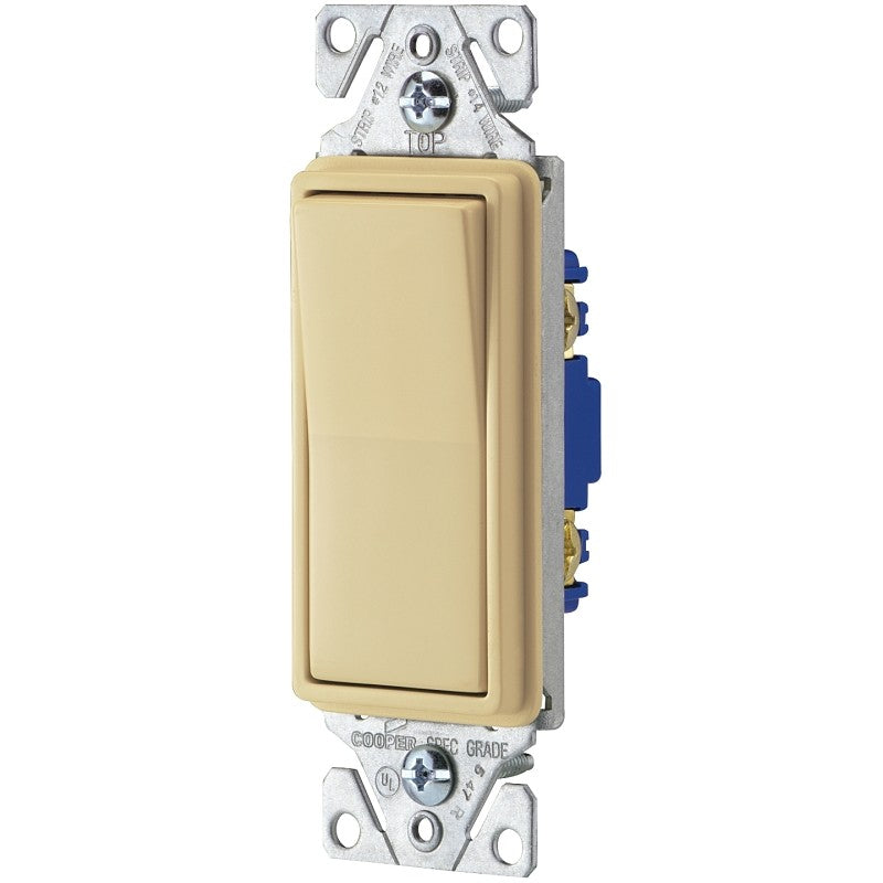 Eaton 7501V-10-L Decorator Switch, 15 A, 120/277 V, Ivory