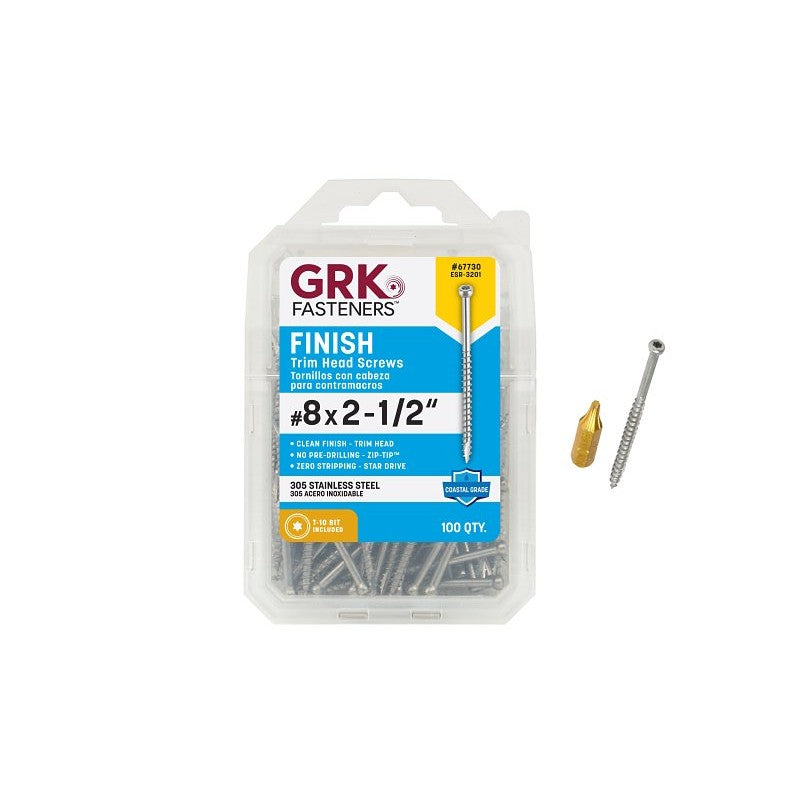 GRK Fasteners PHEINOX Series 37730 Screw, #8 Thread, 2-1/2 in L, Coarse Thread, Round Head, Star Drive, Stainless Steel