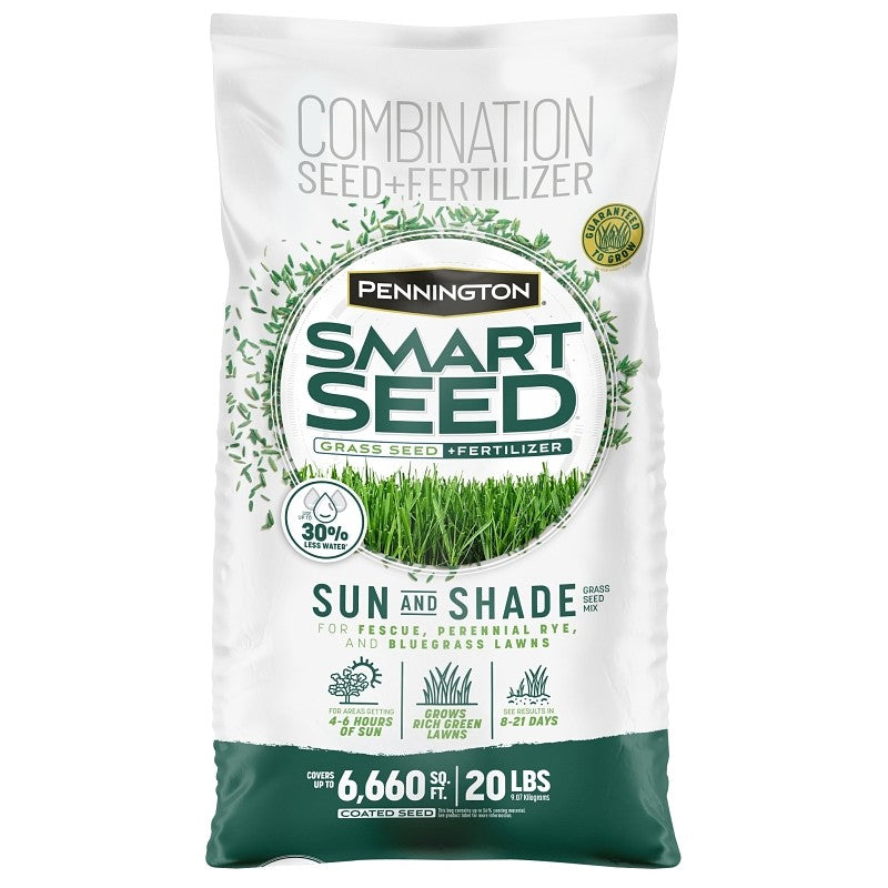 Pennington 100543720 Grass Seed, 20 lb Bag, 6660 sq-ft Coverage Area, Sun and Shade