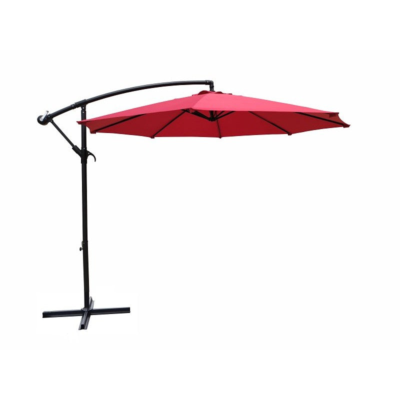 Seasonal Trends UMSC10BKOBD-03 Umbrella and Stand, 98.4 in OAH, 10 ft W Canopy, 10 ft L Canopy, Round Canopy, Red Fabric
