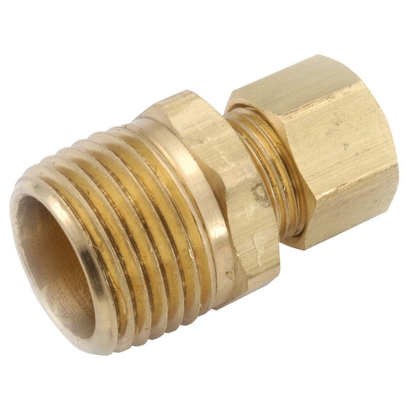 Anderson Metals 750068-0404 Pipe Connector, 1/4 in, Compression x Male, Brass, 300 psi Pressure