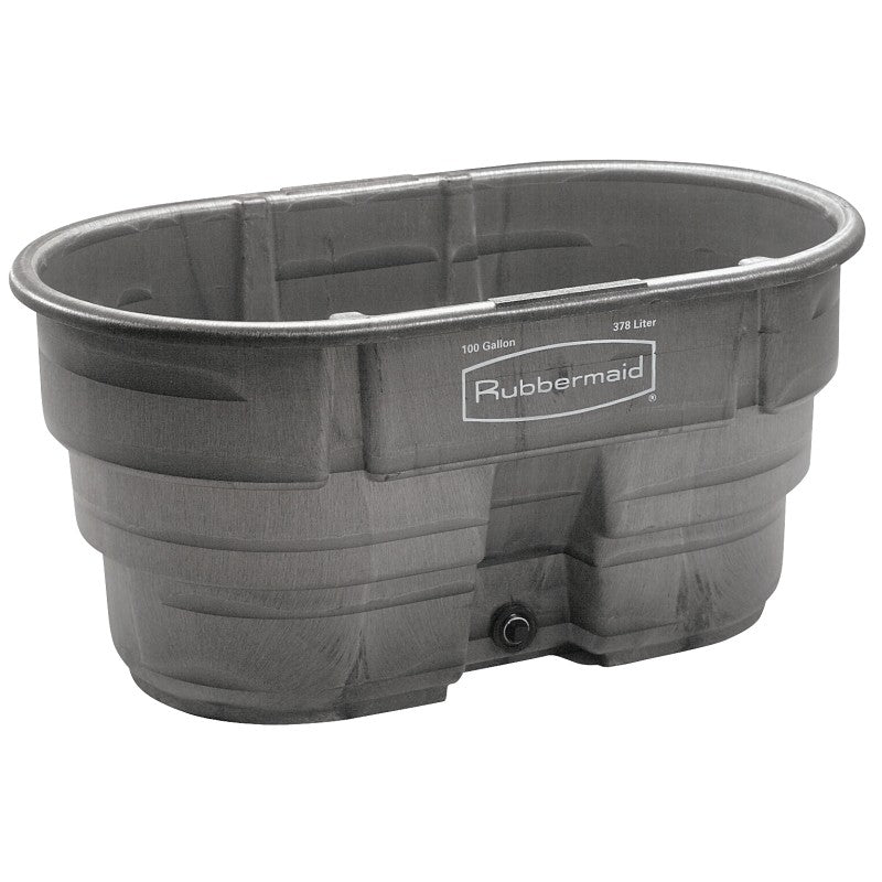 Rubbermaid FG424288BLA Stock Tank, 100 gal, Black, Plastic