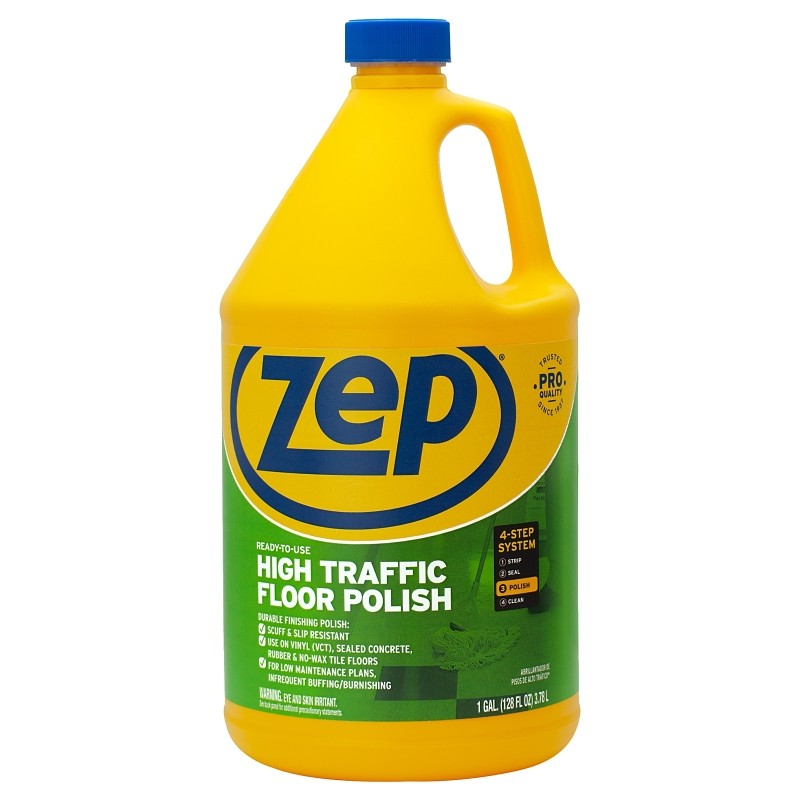 Zep ZUHTFF128 Floor Polish, 1 gal Can, Liquid, Mild Ammonia, Milk/Translucent White