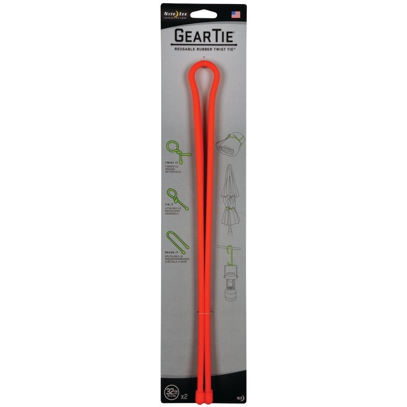 Gear Tie GT32-2PK-31 Twist Tie, Rubber, Bright Orange, 18 in L, 2/PK