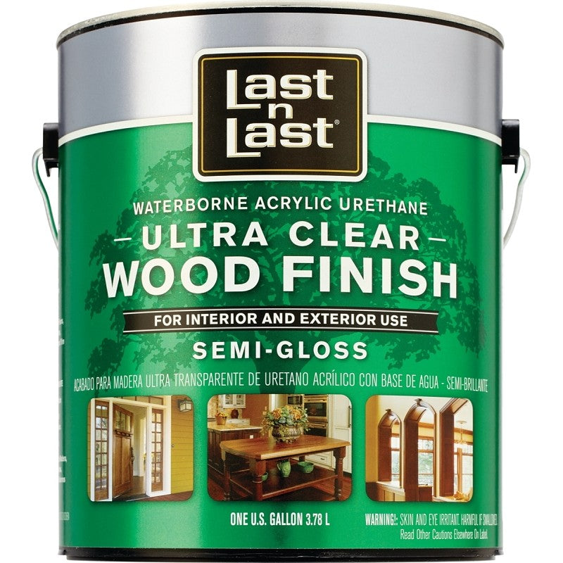 Last n Last 14001 Ultra Clear Wood Finish, Semi-Gloss, Liquid, Ultra Clear, 1 gal, Can (Pack of 2)