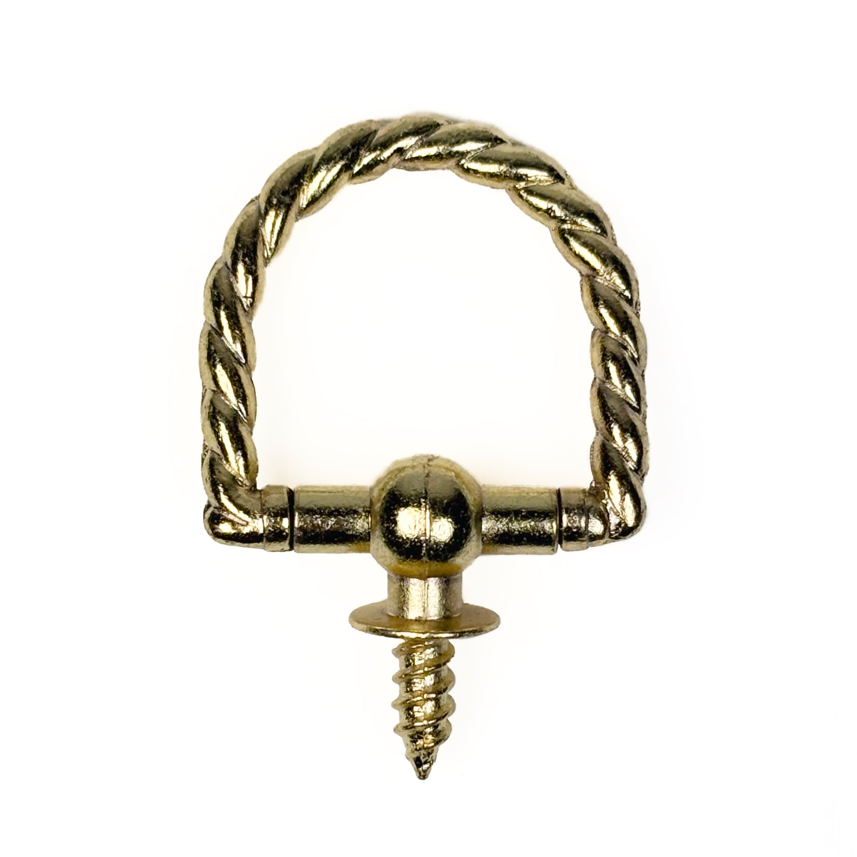 Round Rope Screw Rings 1-1/4 Inch Bright Brass Die Cast 3 Pack (POS)