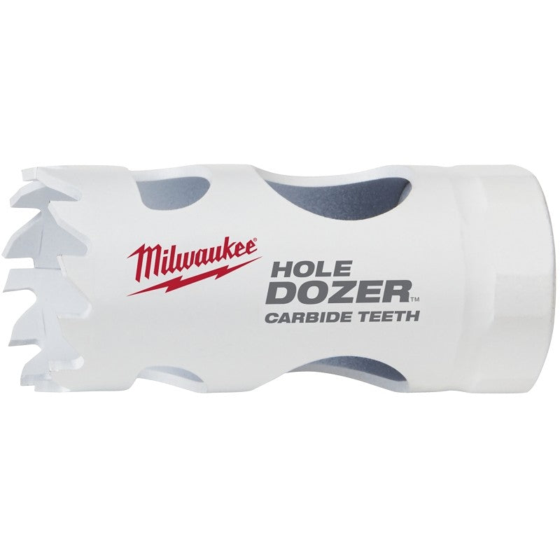 Milwaukee Hole Dozer 49-56-0707 Hole Saw, 1 in Dia, 1.7 in D Cutting, 3/8 in Arbor, 4 TPI, Carbide Cutting Edge