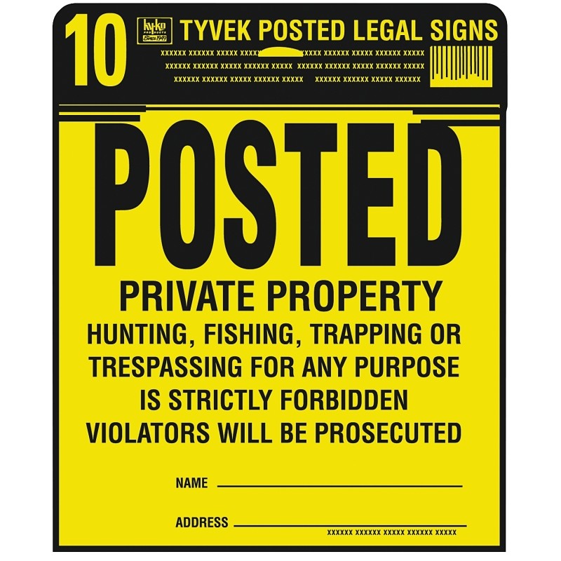 Hy-Ko PP-1 Legal Sign Kit, Square, Black Legend, Yellow Background, Tyvek, 11 in W x 11 in H Dimensions