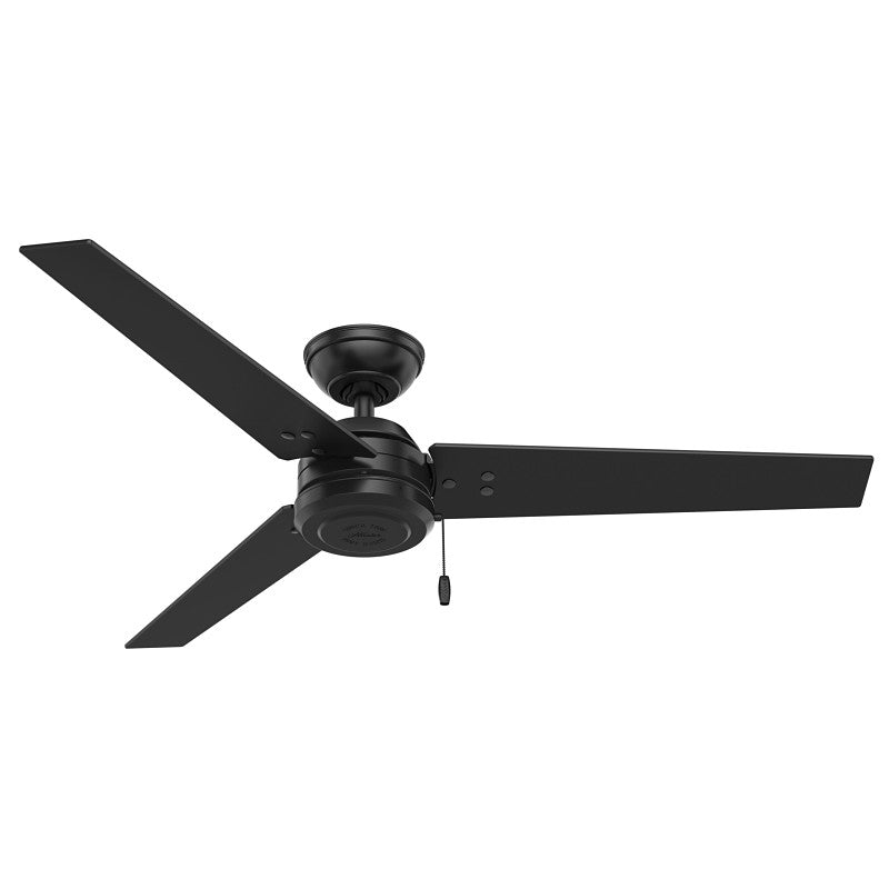 Hunter Cassius Series 59264 Ceiling Fan, 3-Blade, Gray Walnut/Matte Black Blade, 52 in Sweep, Plastic Blade, 3-Speed