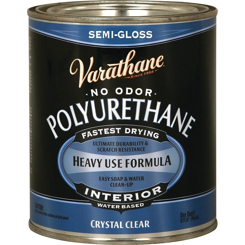 Rust-Oleum 200141H Polyurethane, Semi-Gloss, Liquid, Crystal Clear, 1 qt, Can
