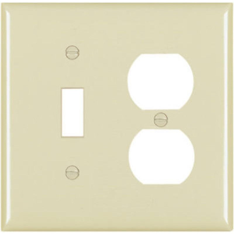 Legrand TradeMaster TP TP18-I Combination Wallplate, 4.7 in L, Standard, 2 -Gang, Nylon, Ivory