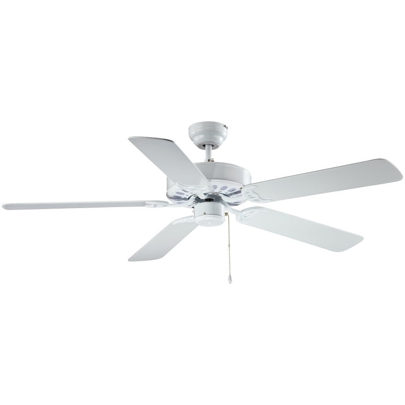 Boston Harbor 52-CASA-ES-EN-WH Ceiling Fan, 5-Blade, Bleached Oak/White Blade, 52 in Sweep, MDF Blade, 3-Speed