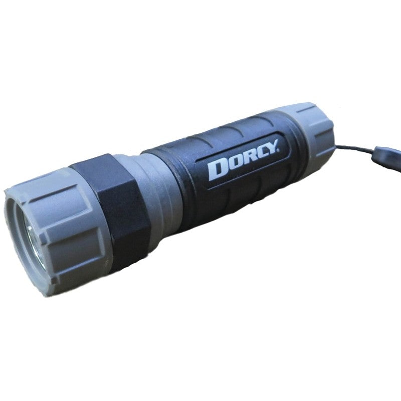 Dorcy 41-2600 Flashlight, AAA Battery, LED Lamp, 140 Lumens, 147 m Beam Distance, 2 hr 25 min Run Time, Gray